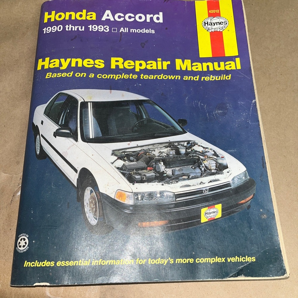 Haynes Repair Manual Honda Accord 1990-1993 All Models‎ Complete Service Guide
